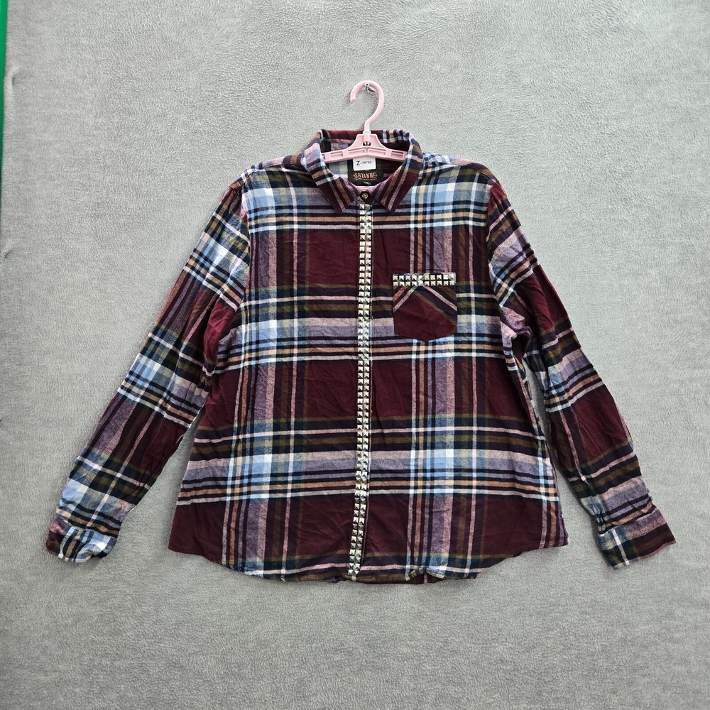 Shyanne Women Top XL Red Plaid Button Up Shirt Studded Country Western Wear
